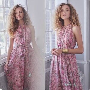 HEMANT & NANDITA Pink Floral Maxi Dress